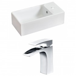 American imaginations AI-15029 Rectangle Vessel Set In White Color With Single Hole CUPC Faucet