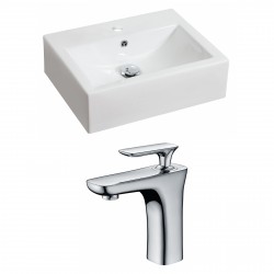 American imaginations AI-15045 Rectangle Vessel Set In White Color With Single Hole CUPC Faucet