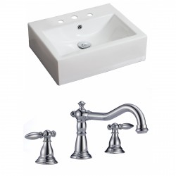 American imaginations AI-15054 Rectangle Vessel Set In White Color With 8-in. o.c. CUPC Faucet