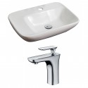 American imaginations AI-15073 Rectangle Vessel Set In White Color With Single Hole CUPC Faucet