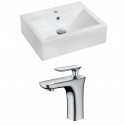 American imaginations AI-15080 Rectangle Vessel Set In White Color With Single Hole CUPC Faucet