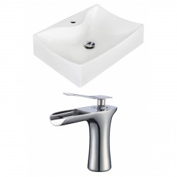 American imaginations AI-17899 Rectangle Vessel Set In White Color With Single Hole CUPC Faucet