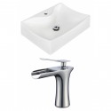 American imaginations AI-17899 Rectangle Vessel Set In White Color With Single Hole CUPC Faucet