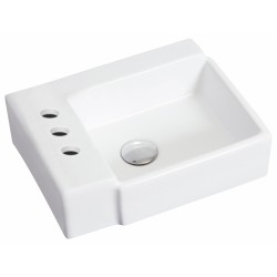 American imaginations AI-1308 16.25-in. W x 11.75-in. D Wall Mount Rectangle Vessel In White Color For 4-in. o.c. Faucet