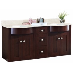 American imaginations AI-18519 61-in. W x 21-in. D Transitional Wall Mount Birch Wood-Veneer Vanity Base Only In Coffee