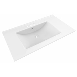 American imaginations AI-419 35.5-in. W x 19.75-in. D Ceramic Top In White Color For 4-in. o.c. Faucet