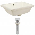 American imaginations AI-12813 Rectangle Undermount Sink Set In Biscuit And Drain