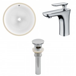 American Imaginations AI-12939 CUPC Round Undermount Sink Set In White With Single Hole CUPC Faucet And Drain