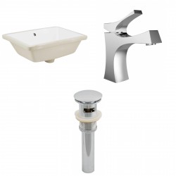 American imaginations AI-12955 CUPC Rectangle Undermount Sink Set In White With Single Hole CUPC Faucet And Drain