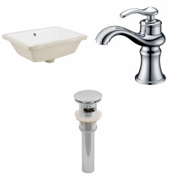 American imaginations AI-12959 CUPC Rectangle Undermount Sink Set In White With Single Hole CUPC Faucet And Drain