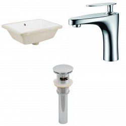 American imaginations AI-12965 CUPC Rectangle Undermount Sink Set In White With Single Hole CUPC Faucet And Drain