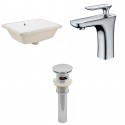American imaginations AI-12969 CUPC Rectangle Undermount Sink Set In White With Single Hole CUPC Faucet And Drain