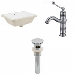 American imaginations AI-12977 CUPC Rectangle Undermount Sink Set In White With Single Hole CUPC Faucet And Drain