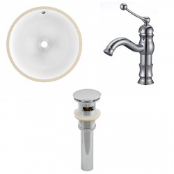 American imaginations AI-13037 CUPC Round Undermount Sink Set In White With Single Hole CUPC Faucet And Drain