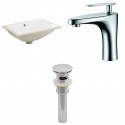 American imaginations AI-13055 CUPC Rectangle Undermount Sink Set In White With Single Hole CUPC Faucet And Drain