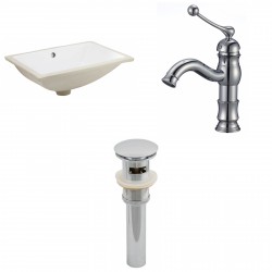 American imaginations AI-13067 CUPC Rectangle Undermount Sink Set In White With Single Hole CUPC Faucet And Drain