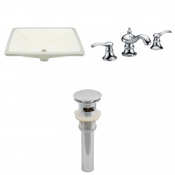 American imaginations AI-13083 CUPC Rectangle Undermount Sink Set In Biscuit With 8-in. o.c. CUPC Faucet And Drain