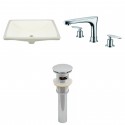 American imaginations AI-13087 CUPC Rectangle Undermount Sink Set In Biscuit With 8-in. o.c. CUPC Faucet And Drain