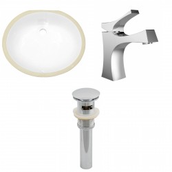 American imaginations AI-13105 CUPC Oval Undermount Sink Set In White With Single Hole CUPC Faucet And Drain