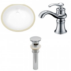American imaginations AI-13109 CUPC Oval Undermount Sink Set In White With Single Hole CUPC Faucet And Drain
