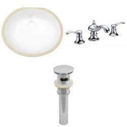 American imaginations AI-13113 CUPC Oval Undermount Sink Set In White With 8-in. o.c. CUPC Faucet And Drain