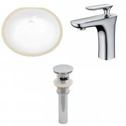 American imaginations AI-13119 CUPC Oval Undermount Sink Set In White With Single Hole CUPC Faucet And Drain