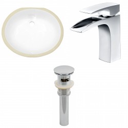 American imaginations AI-13123 CUPC Oval Undermount Sink Set In White With Single Hole CUPC Faucet And Drain