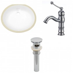 American imaginations AI-13127 CUPC Oval Undermount Sink Set In White With Single Hole CUPC Faucet And Drain