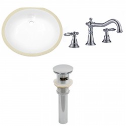 American imaginations AI-13131 CUPC Oval Undermount Sink Set In White With 8-in. o.c. CUPC Faucet And Drain