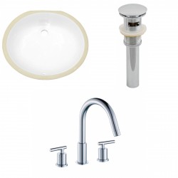 American imaginations AI-13133 CUPC Oval Undermount Sink Set In White With 8-in. o.c. CUPC Faucet And Drain