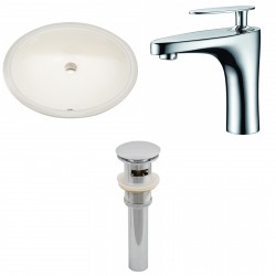 American imaginations AI-13145 CUPC Oval Undermount Sink Set In Biscuit With Single Hole CUPC Faucet And Drain