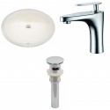 American imaginations AI-13145 CUPC Oval Undermount Sink Set In Biscuit With Single Hole CUPC Faucet And Drain