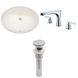 American imaginations AI-13147 CUPC Oval Undermount Sink Set In Biscuit With 8-in. o.c. CUPC Faucet And Drain