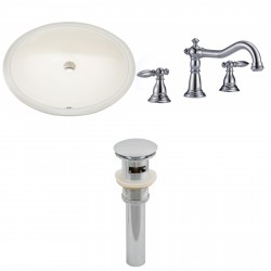 American imaginations AI-13161 CUPC Oval Undermount Sink Set In Biscuit With 8-in. o.c. CUPC Faucet And Drain