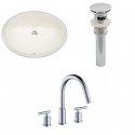 American imaginations AI-13163 CUPC Oval Undermount Sink Set In Biscuit With 8-in. o.c. CUPC Faucet And Drain