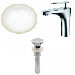 American imaginations AI-13230 CUPC Oval Undermount Sink Set In White With Single Hole CUPC Faucet And Drain
