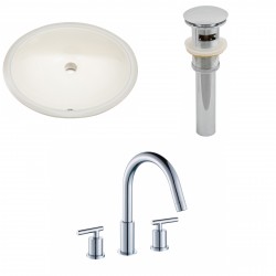 American imaginations AI-13254 CUPC Oval Undermount Sink Set In Biscuit With 8-in. o.c. CUPC Faucet And Drain