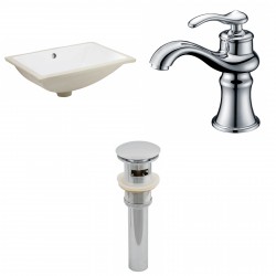 American imaginations AI-13257 CUPC Rectangle Undermount Sink Set In White With Single Hole CUPC Faucet And Drain