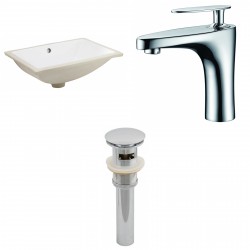 American imaginations AI-13260 CUPC Rectangle Undermount Sink Set In White With Single Hole CUPC Faucet And Drain