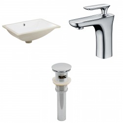American imaginations AI-13262 CUPC Rectangle Undermount Sink Set In White With Single Hole CUPC Faucet And Drain