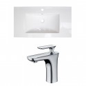 American imaginations AI-15605 Ceramic Top Set In White Color With Single Hole CUPC Faucet