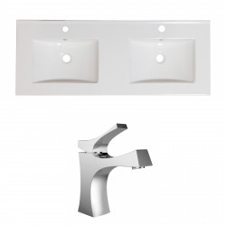 American Imaginations AI-15917 Ceramic Top Set In White Color With Single Hole CUPC Faucet