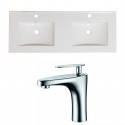 American Imaginations AI-15919 Ceramic Top Set In White Color With Single Hole CUPC Faucet