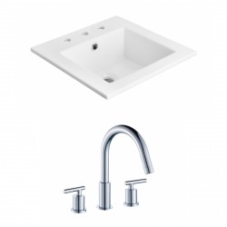 American Imaginations AI-15881 Ceramic Top Set In White Color With 8-in. o.c. CUPC Faucet