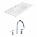 American Imaginations AI-15874 Ceramic Top Set In White Color With 8-in. o.c. CUPC Faucet