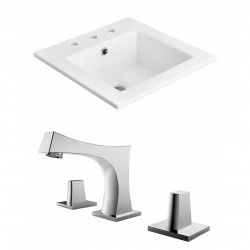 American Imaginations AI-15875 Ceramic Top Set In White Color With 8-in. o.c. CUPC Faucet