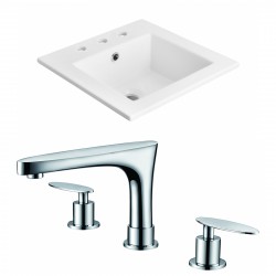 American Imaginations AI-15877 Ceramic Top Set In White Color With 8-in. o.c. CUPC Faucet
