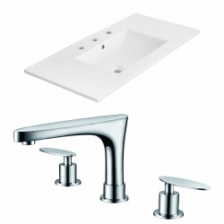 American Imaginations AI-15870 Ceramic Top Set In White Color With 8-in. o.c. CUPC Faucet