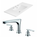 American Imaginations AI-15870 Ceramic Top Set In White Color With 8-in. o.c. CUPC Faucet