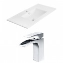 American Imaginations AI-15865 Ceramic Top Set In White Color With Single Hole CUPC Faucet